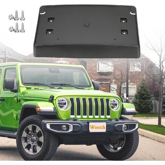 Front License Plate Frame Front Bumper License Plate Holder Mounting Bracket Cover For Jeep Wrangler JL JLU Gladiator JT 2018-2025 (For Plastic