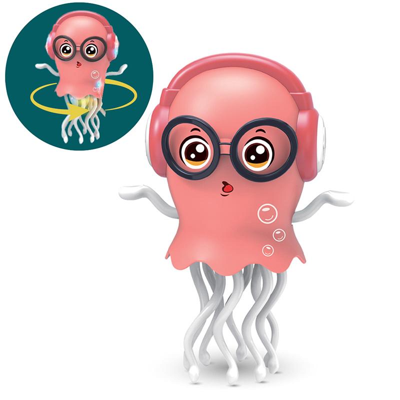Dancing Crawling Jellyfish Kid Tummy Time Toys, Light-Up Walking Moving Jellyfish With Music & Obstacle Avoidance