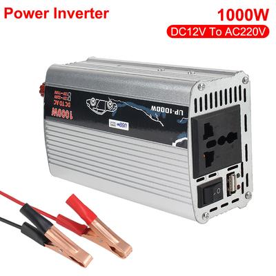Ren sinusbølge strømomformer Solcelle bilomformer USB-grensesnitt 12V til 110V 220V 1000W Elektronisk spenningstransformator for bil, hjem, bærbar PC, lastebil