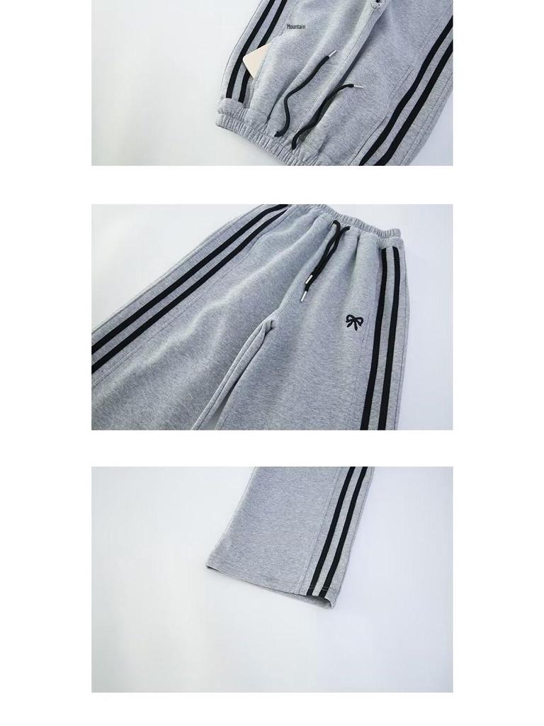 2025 Mädchen Fleece-Sweathose: Hochwertige Herbst/Winter Freizeit-Sporthose mit weitem geradem Bein für mittlere und große Kinder, modisch und verdickt.