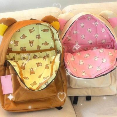 Kawaii Bear Rilakkuma Backpack Cute Anime Cartoon Bear Brown Large Capacity Backpack Stylish Casual Student School Bag Gift