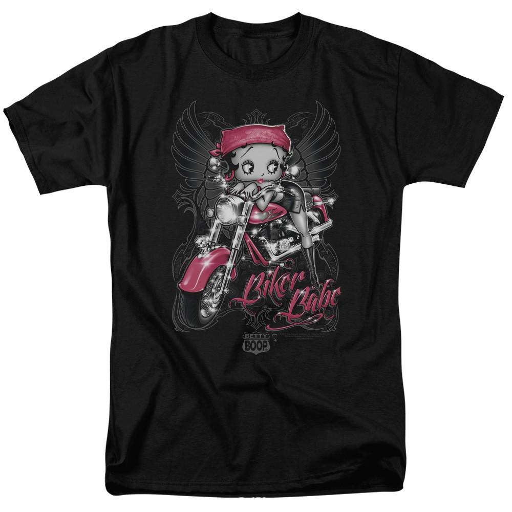 Betty Boop - Biker Babe - Adult Unisex Short Sleeve T-Shirt - Black 2XL