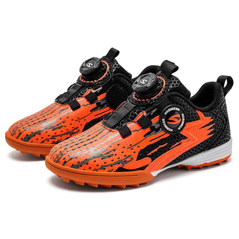 Orange Children's Quick Knob Football Shoes Size 33-41 Kids Non-slip Soccer Society Training Boots Ultralight Sports Shoes