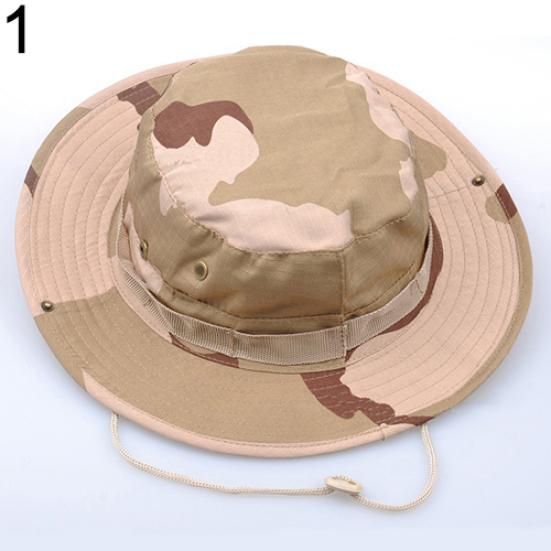 Unisex Woodland Fishing Hiking Travel Military Sun-proof Camo Boonie Hat Cap