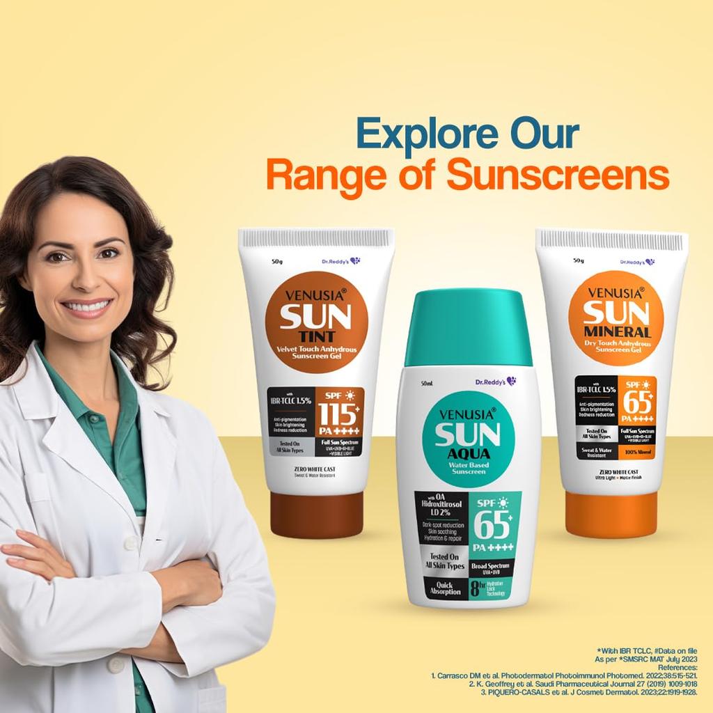 Dr. Reddy's Mineral Sunscreen SPF 65 Full Spectrum Protection UVA UVB Blue Light 50g