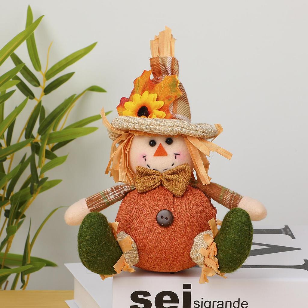 Thanksgiving Harvest Sunflower Scarecrow Plush Doll Decor