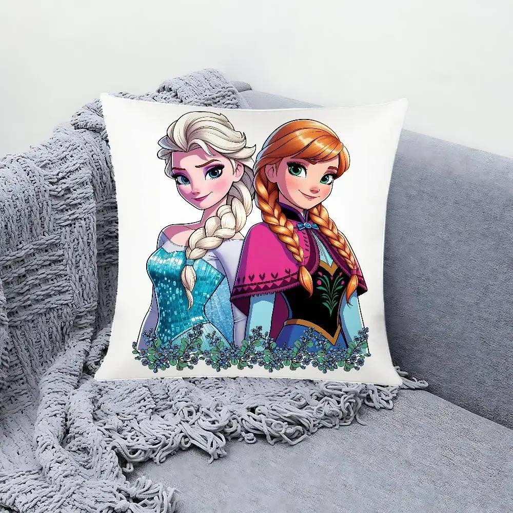 F-Frozen Pillow Case Cushion Cover Soft Cute Throw Pillow Case For Car Sofa Pillowcase Polyester With Zipper