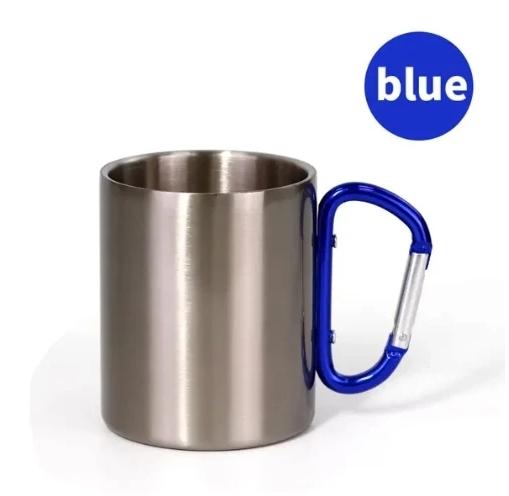 Kubek z Karabińczykiem DIY 300ML Personalizowane Logo Zdjęcie Tekst Stal Nierdzewna Kubek z Haczykiem Turysta Outdoor Kemping Podróżny Przenośny Pojemnik