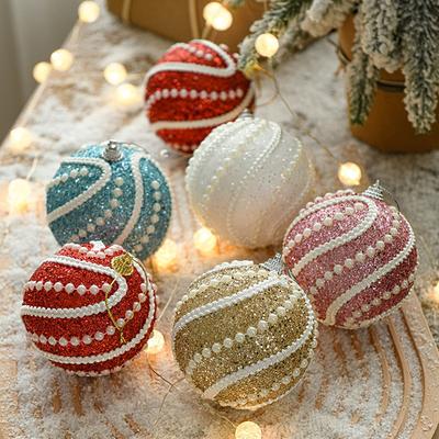 3pcs Christmas Ball Ornaments Christmas Tree Hanging Decorations Color Ball Pink Gold Christmas Ball Christmas Decoration 2024