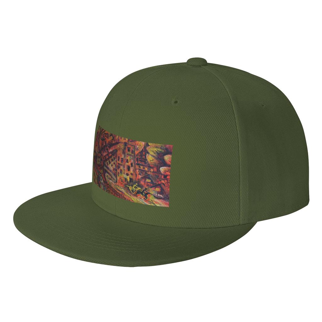 Fashion Oil Painting Leaving the City x Flat Brim Sun Hat Denim Dad Hat Luxury Women Cap