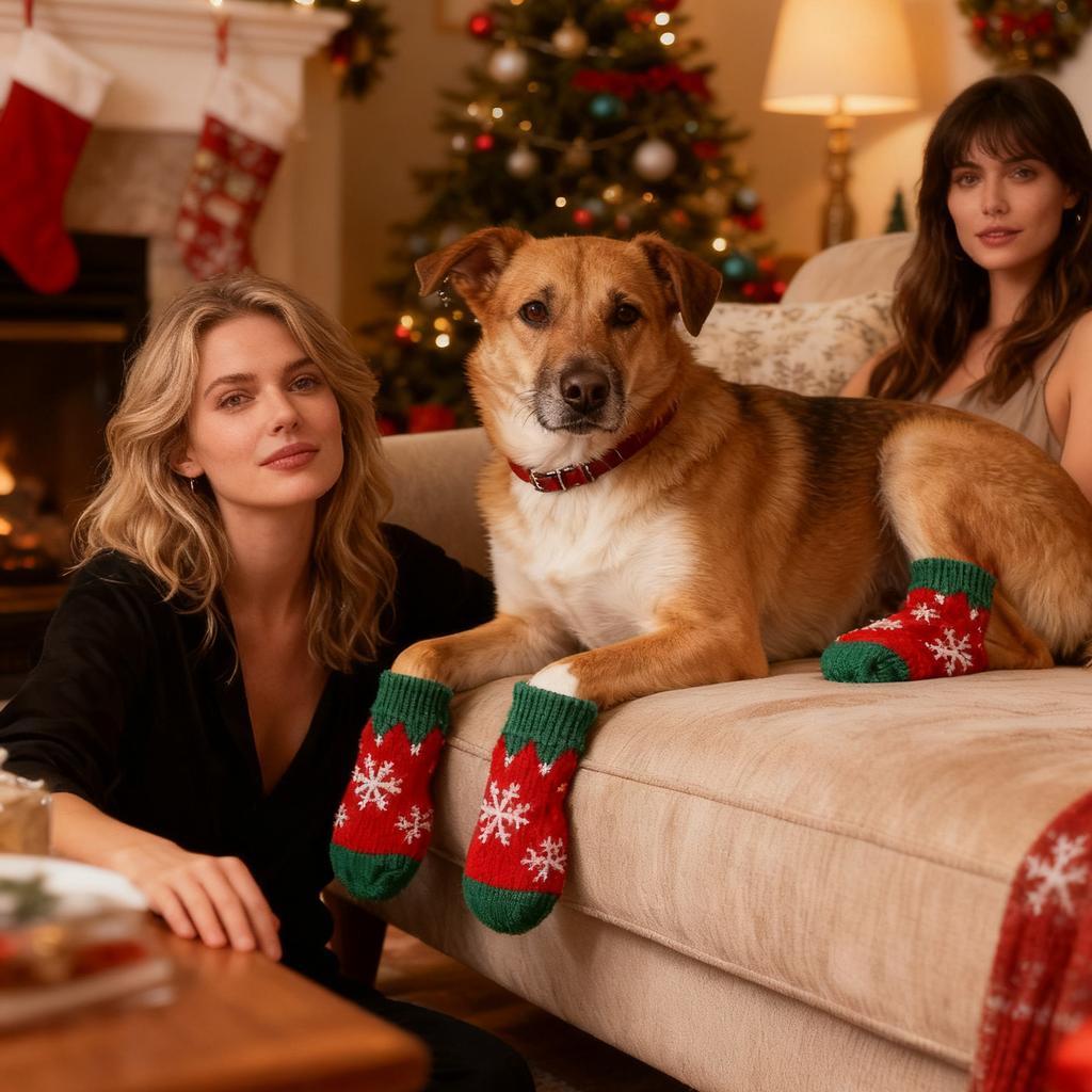 Christmas Socks, Santa, Snowman, Covers, Teddy Bear, Scratch, Dirt, Small Dog Pet Christmas Pet Socks