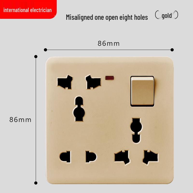 86 Type One-Gang Multi-Function Socket with Switch, High-Power Ten-Hole Panel