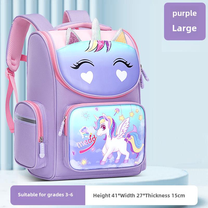 Unicorn Spine Protection Lightweight Backpack for Elementary School Girls (Grades 1-6)
