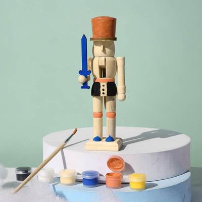 Unpainted Nutcracker Soldier Wooden Soldier Ornament DIY Painting Nutcracker Soldier Figurine for Christmas Decoration Holiday Gift