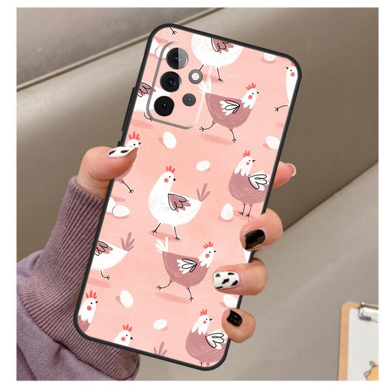 Chicken Pattern Case For Samsung Galaxy A34 A54 A14 A06 A16 A26 A36 A56 A12 A32 A52 A13 A33 A53 A15 A35 A55