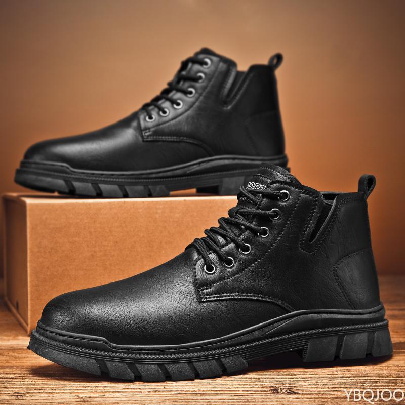 

Новые модные универсальные рабочие ботинки с высоким верхом на осень-зиму, простая удобная мужская обувь, повседневная удобная мужская обувь 44 чёрный