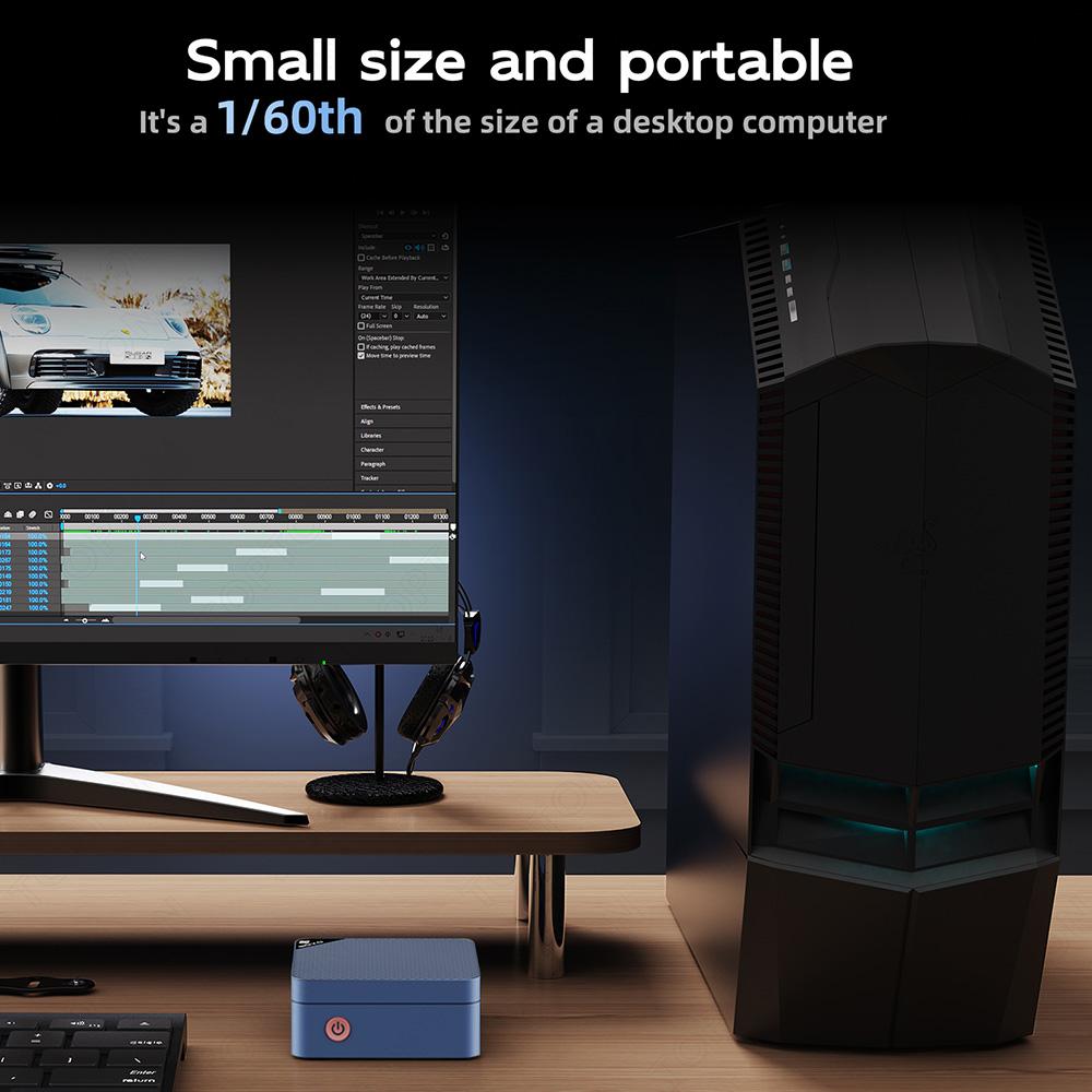 SOYO M4 Mini Mini-PC, Intel N150 4 Kerne Max 3,6 GHz, 12 GB LPDDR5 RAM 512 GB SSD, 2*HDMI + DP 4K Triple-Display