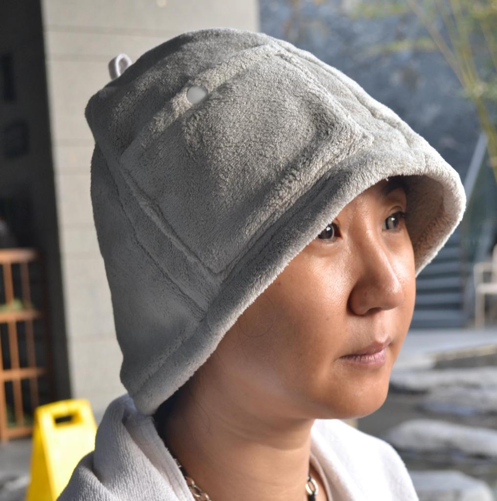 [JUNXINHENGFA] Sauna Hat Sauna Accessories Stylish Men's Women's Pocket Included Deep Fit Oversized Hair Damage Prevention (Dark Gray)