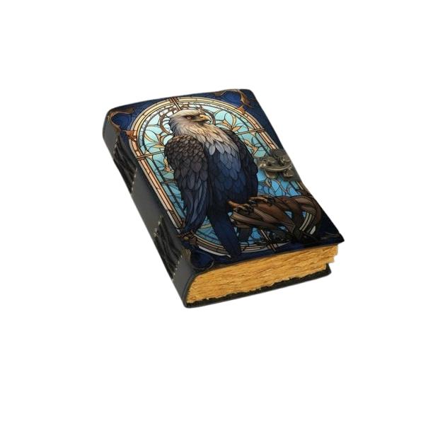 

Eagle Leather journal Rustic vintage leather - Grimoire Leather journal - Book of Shadows - Fat journal gift for men and women 7 x 5 in - 200 Page