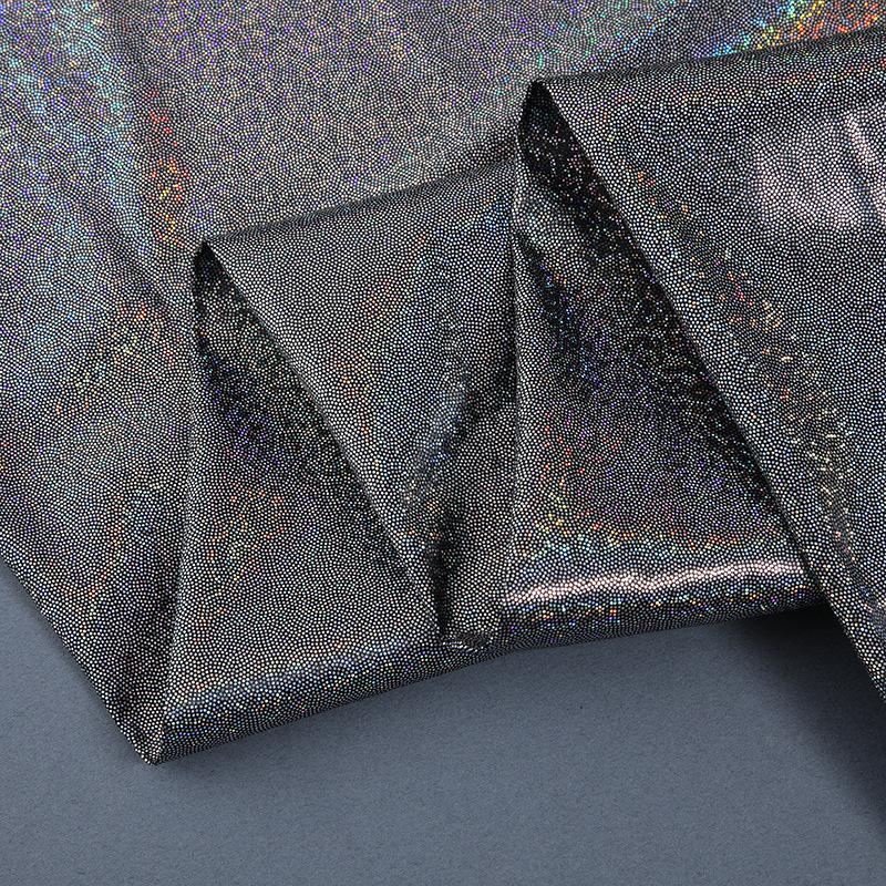 Colorful Fantasy Laser Fingerprint Dot with Gold Stamping Fabric for Stage Clothing, Tablecloths, Toys, and Christmas Decor