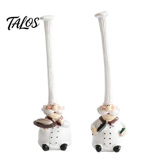 No Paint Peeling Resin Doll 2Pcs Tall Hat Chef Figurine for Kitchen And Restaurant Decor, Hand-Painted Cartoon Statue Dolls with Stable Base Tabletop