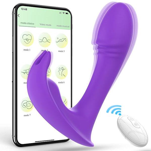 Wearable Panty Vibrator App Remote Control Butterfly Vibrator, Realistic Dildo Vibrator Rabbit Vibrator with 9 Vibrating Modes Sex Toys for Women