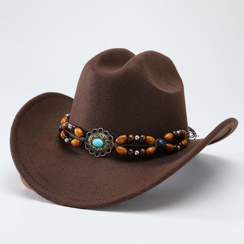 Autumn and Winter Woolen Top Hat Tibetan Hat European and American Style Jazz Hat Western Cowboy Hat Big Brim Felt Hat