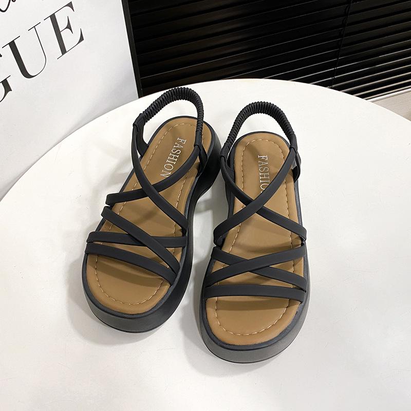 Plateausandalen Damen Sommer 2025 neue Keilsohle lässige Sandalen Damen Oberbekleidung Strandschuhe Römersandalen Kreuzriemen