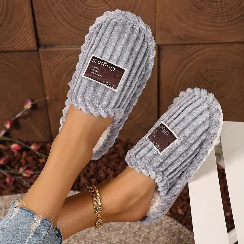 Απαλές Υφασμάτινες Παντόφλες Slip-On με Χνουδωτή Επένδυση - Ζεστές, Οικιακές Παντόφλες για Όλες τις Εποχές για Ζευγάρια, Τέλειο Δώρο για τις Γιορτές, Οικιακές Παντόφλες για Όλες τις Εποχές