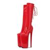 Botas hasta la rodilla superaltas de 26CM para mujer, zapatos finos de tacón alto con cremallera y cordones, Botas Largas con punta redonda para baile en barra para club nocturno