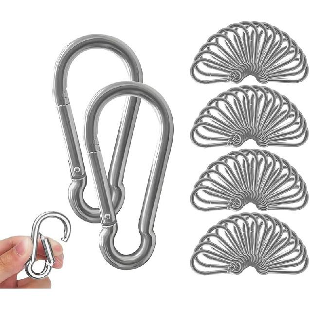 60PCS Carabiner Clip, Heavy Duty Carbon Steel Carabiner, Spring Snap Hook Clip for Keychian, Locking Carabiner for Outdoor Camping, Fishing, Hanging, M4