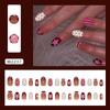 24 Pieces Red and Brown Cheese Polka Dots Striped French Stars Style Removable Nail Art 30 Pieces Press On Nails
