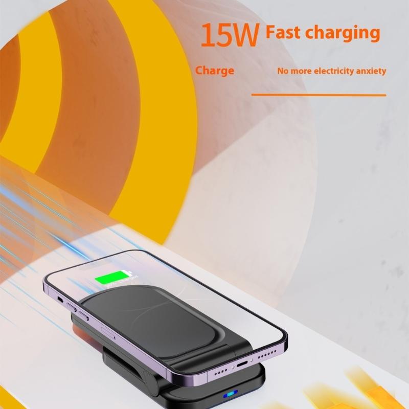 Vertical Phone Induction Charging Stand Rapid Wireless Charger Foldable Design Heat Dissipation Universal With LED Light
