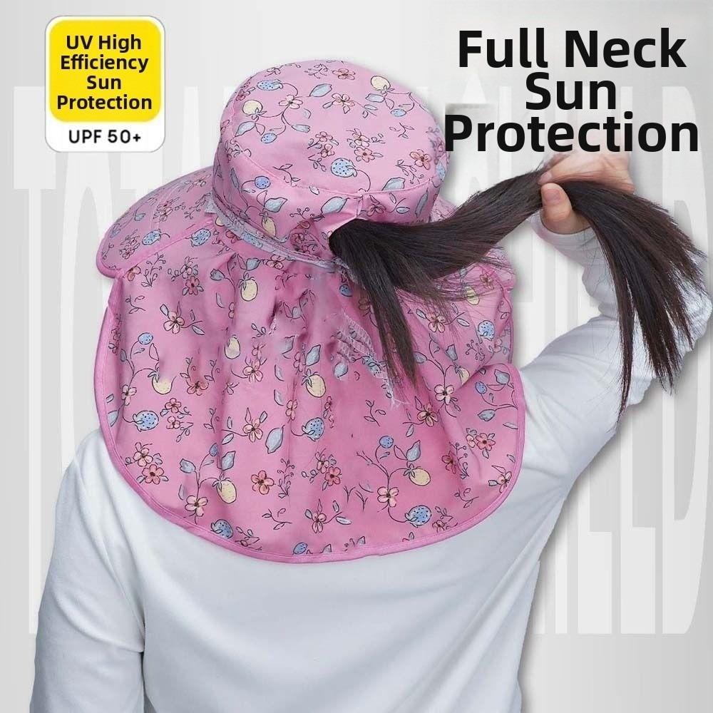 Floral Picking Tea Hat With Mask Neck Protection Hat Soft Sunshade Shawl Cap  for Gift