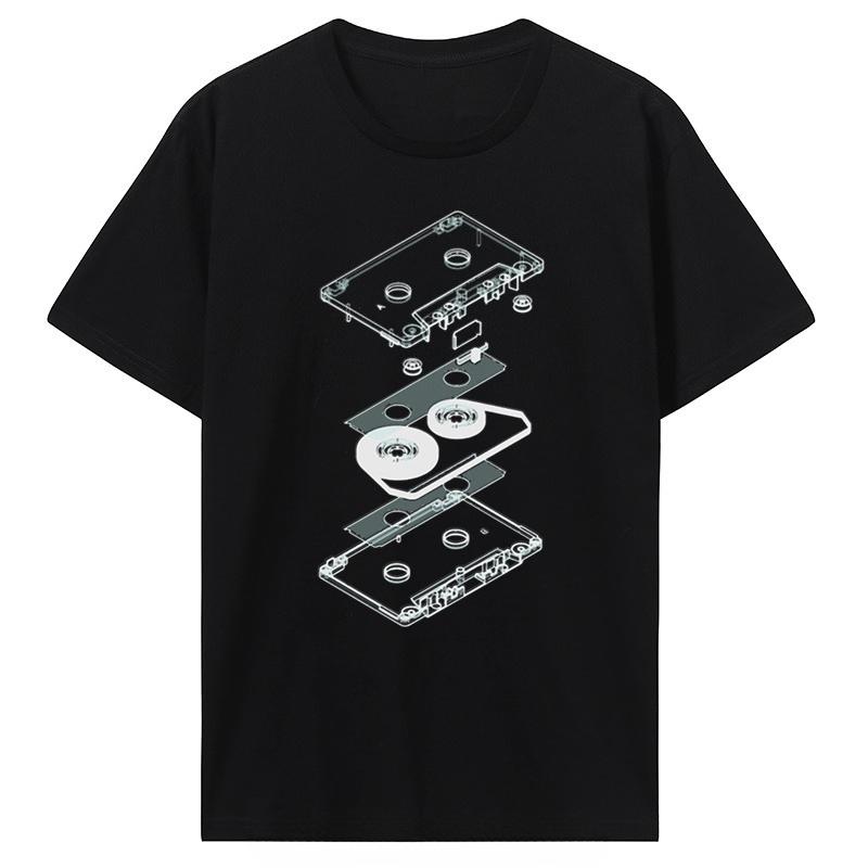 Funny Explosion Audio Cassette T Shirts Graphic Streetwear Retro Dj Mc Music Tape Player Cd Birthday Gifts Summer Style Tshirt