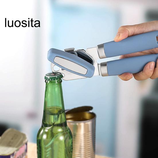 Otvírák na konzervy, hladký otvírák na pivo z nerezové oceli, otočný knoflík, protiskluzová rukojeť, otvírák víček pro domácí kuchyňský bar