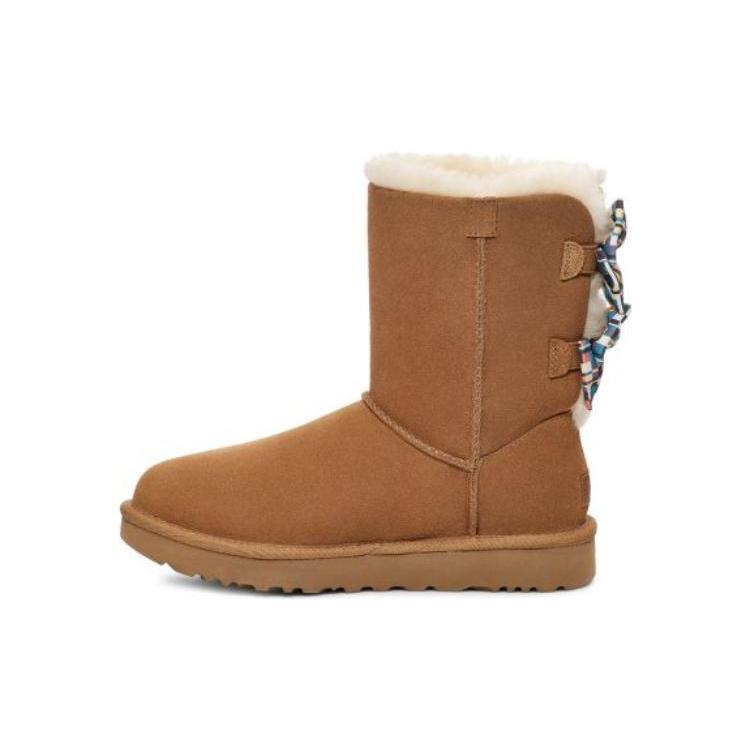 

UGG Checkered Bow Snow Boots Brown Women s 1138131-CHE 36