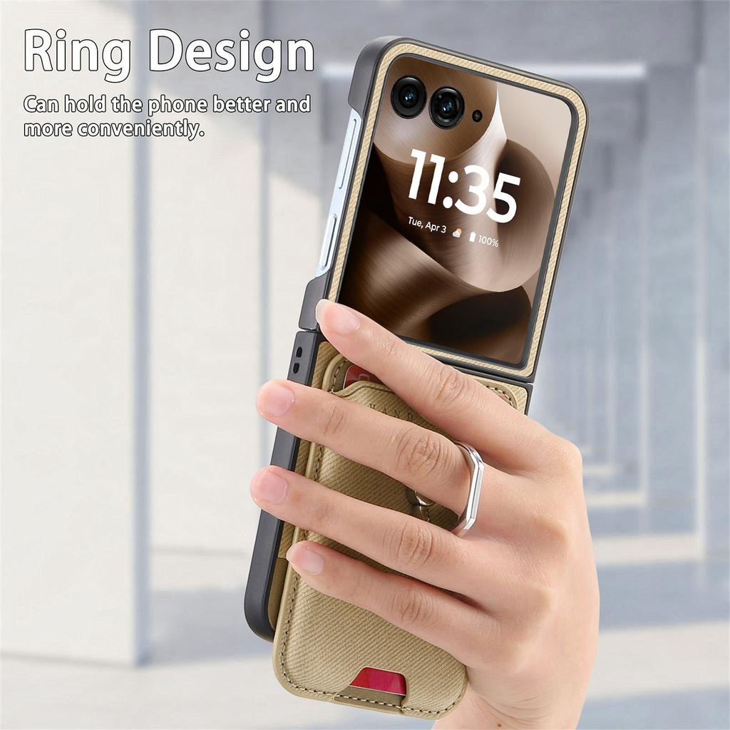 Pro Motorola Razr 60 Ultra 5G Pouzdro Kompatibilní s MagSafe Keprová Textura Kožený Zadní Kryt s Kapsou na Karty