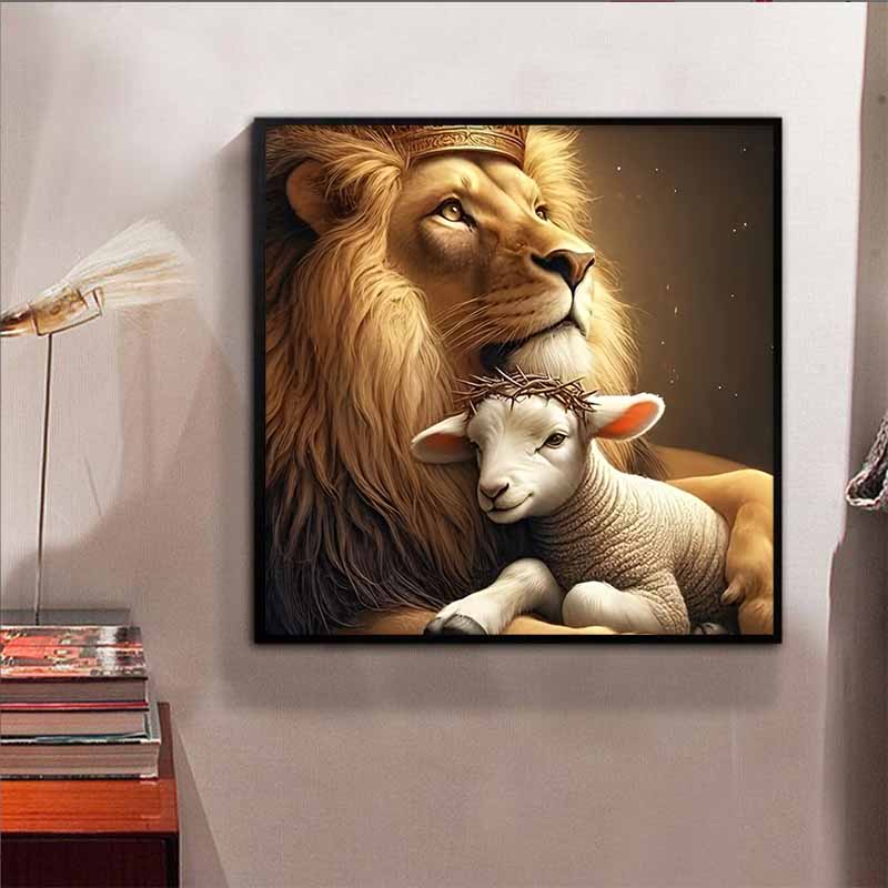 New Arrival 5D DIY Full Circle Diamond Painting "Lion" Embroidery Cross Stitch Home Decor Gift