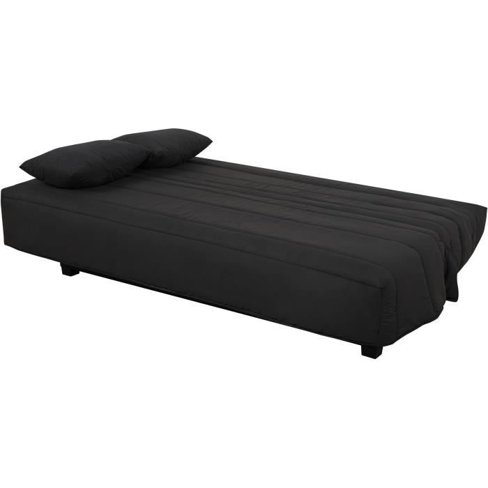 REVEUR 2-seater Click-clack Sofa Bed - Black Fabric - DUNLOPILLO Mattress - 188x128 Cm Bed