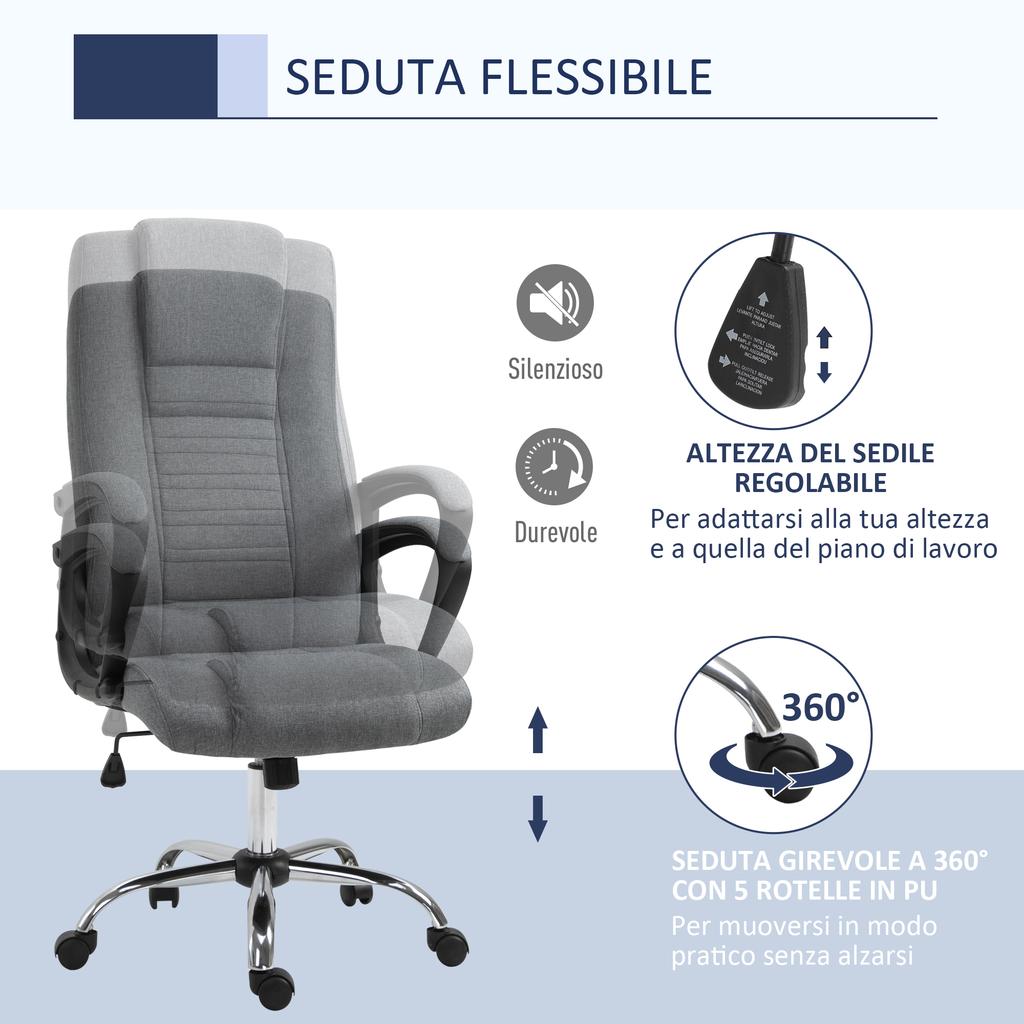 Ergonomic Presidential Office Chair Reclining and Padded with Adjustable Height and Tilt, 62 x 76 x 110-119cm