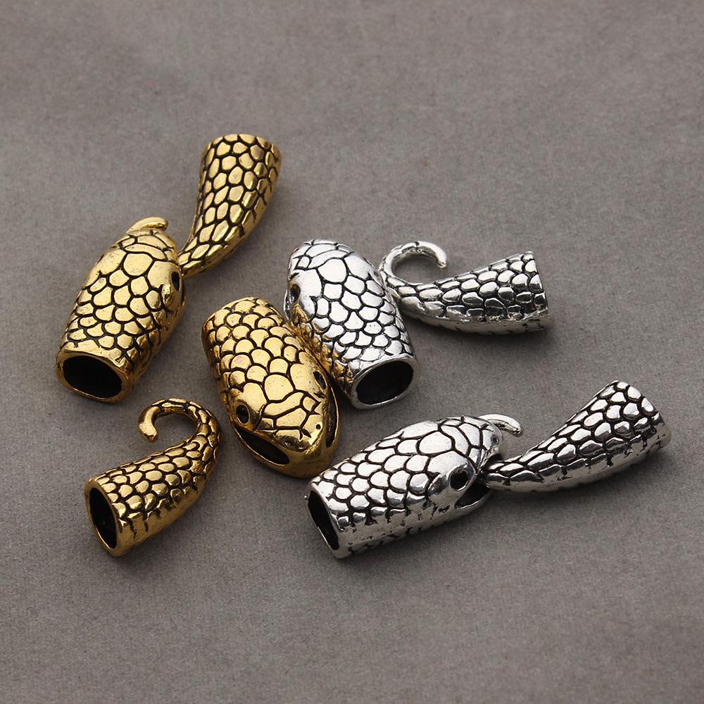 10 Set Chiusure Testa di Serpente Connettori Terminali Metallici Per Creazione Gioielli Fai da Te Adatti per Braccialetti con Cordino in Pelle da 7mm Accessori per Collane