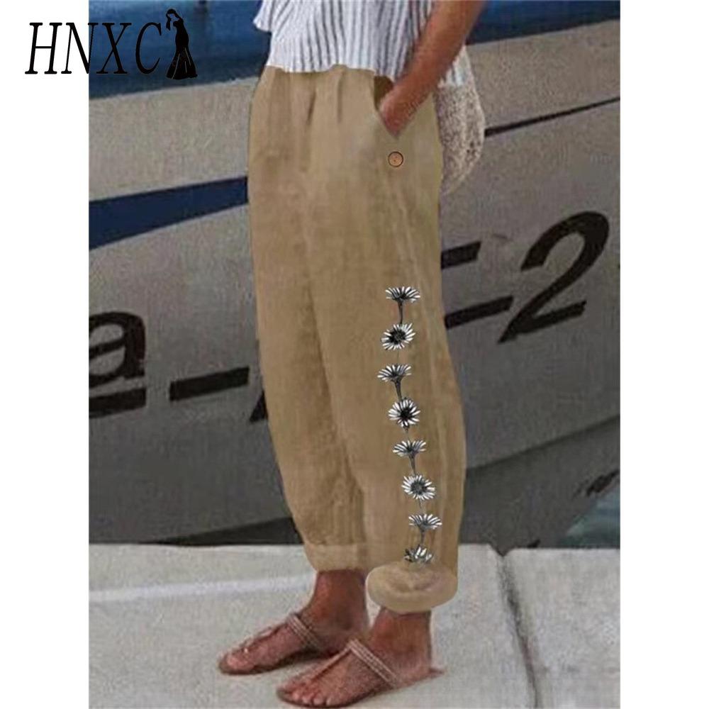 

HNXC Модные популярные гаремные брюки с цветочным принтом и карманами-цветами, брюки со средней посадкой, уличная одежда XXXXXL коричневый