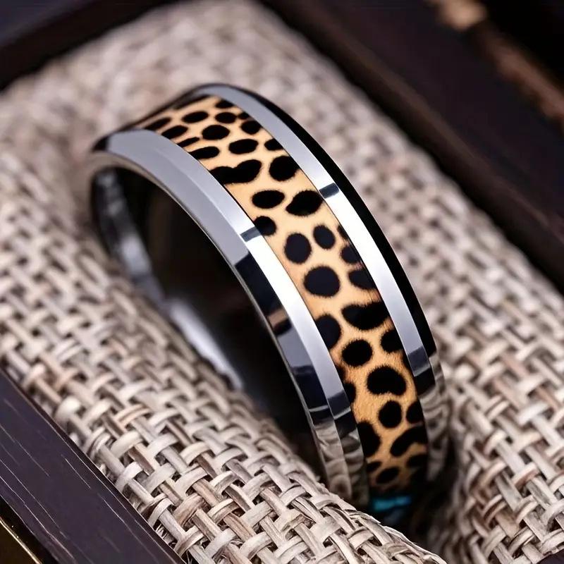 Leopard Print Titanium Steel Ring - Unique Design for Couples