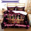3PC Custom Name Royal Crown Glitter Bedding Set Printed Bedding Set Duvet Cover Closure Includes 1 Duvet Cover & 2 Pillowcases for All Seasons Bedroom
