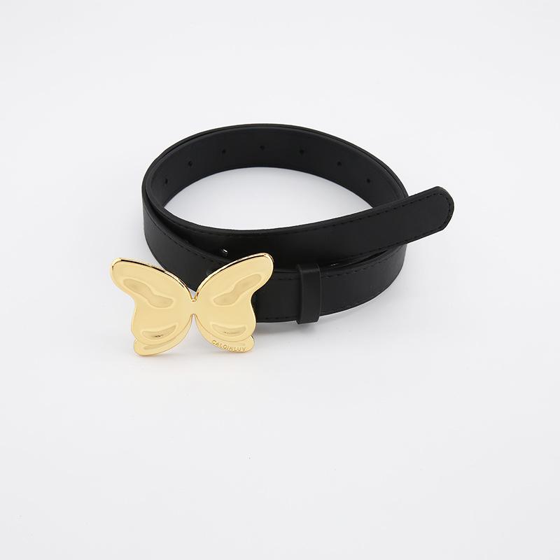 

Faux Material Leather Metal Butterfly Buckle Belt For Match Women золотий