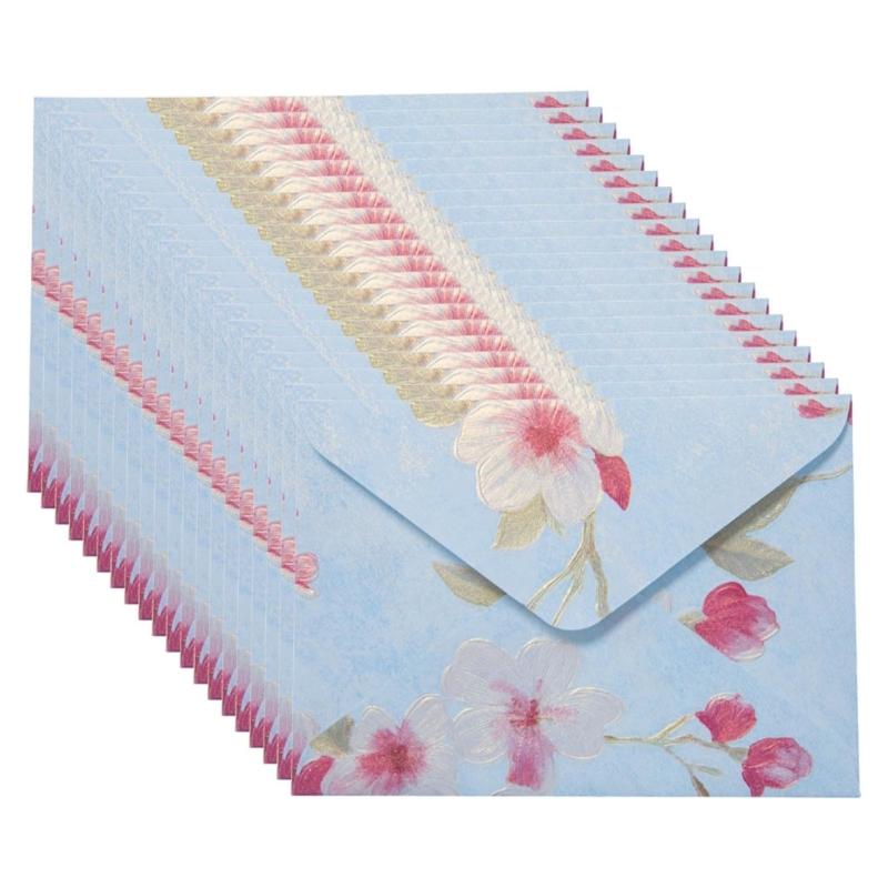 20Pcs Antique Floral Pattern Envelopes 6.46x4.4Inch Folding Envelopes For Wedding Invitation Valentines Card And Mailing