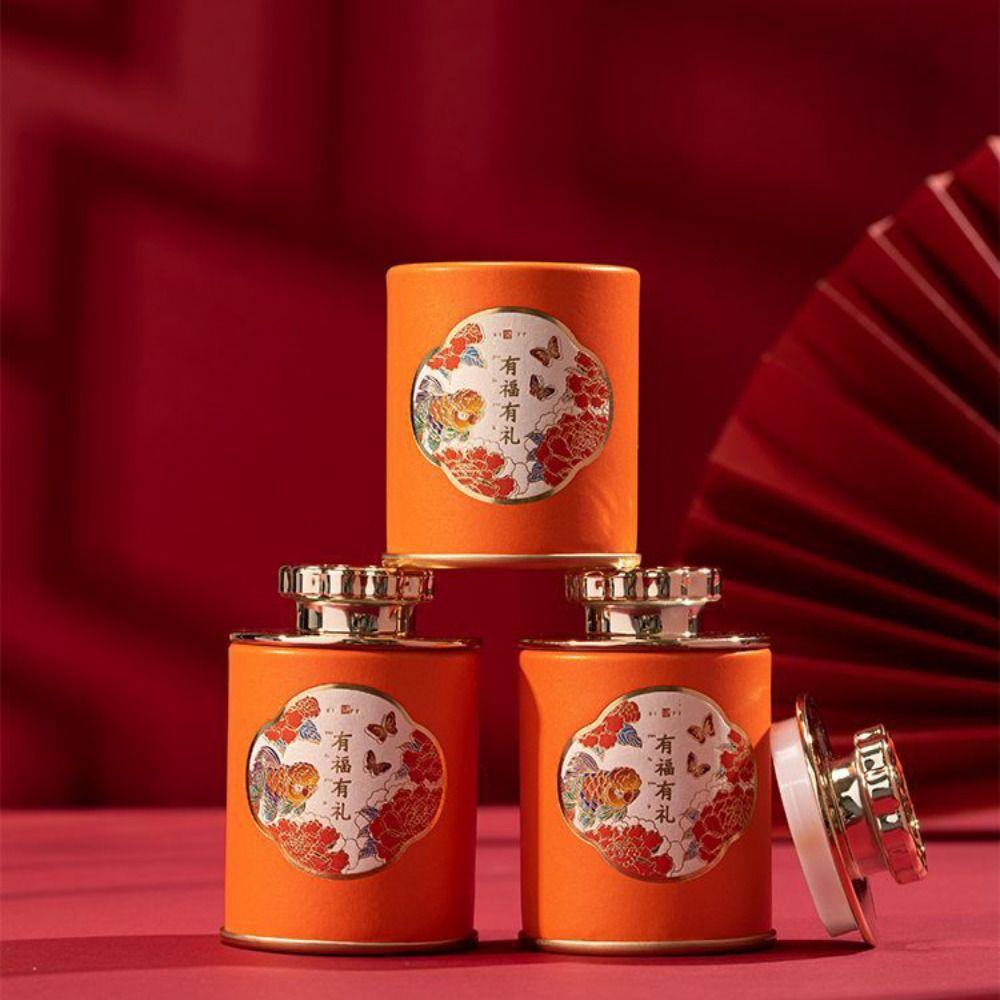 Portable Tea Packaging Box Paper Tea Canister Storage Can Empty Tea Tin Can  Home