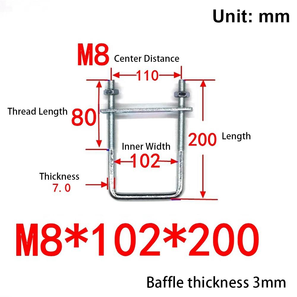 1Pcs With Baffle Pipe U-clamp Screws Right Angle U-bolt New Square Bolt for Square Tube