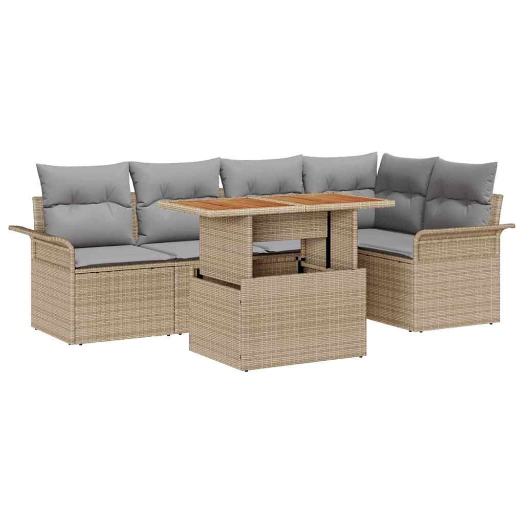 Garden Sofa Set with Cushions 6 pcs Beige and Light Grey